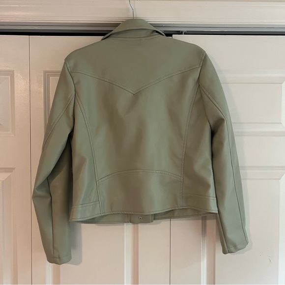 BlankNYC Sage Green Faux Leather Moto Style Jacket, Size M - Picture 4 of 5